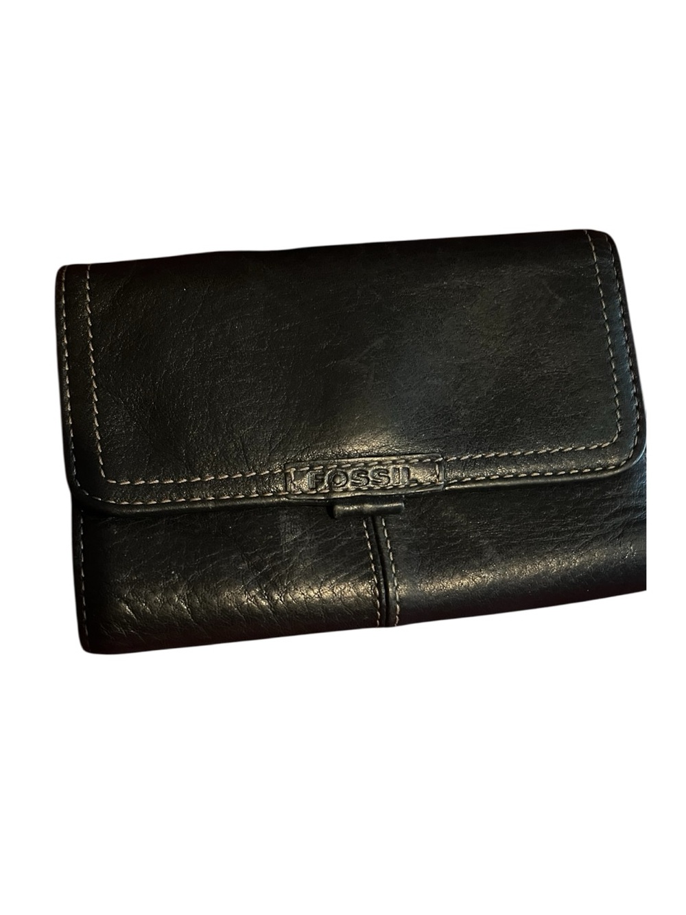 Fossil Black soft Genuine Leather stitched design wallet.